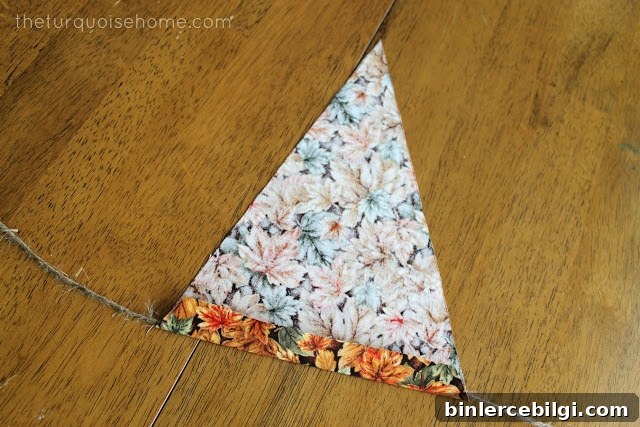adding string to bunting fabric