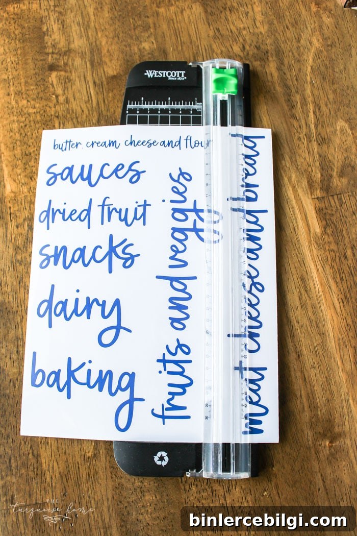 Cutting pantry labels