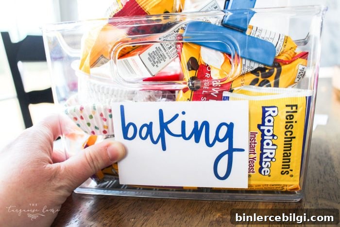 Labeled pantry bins