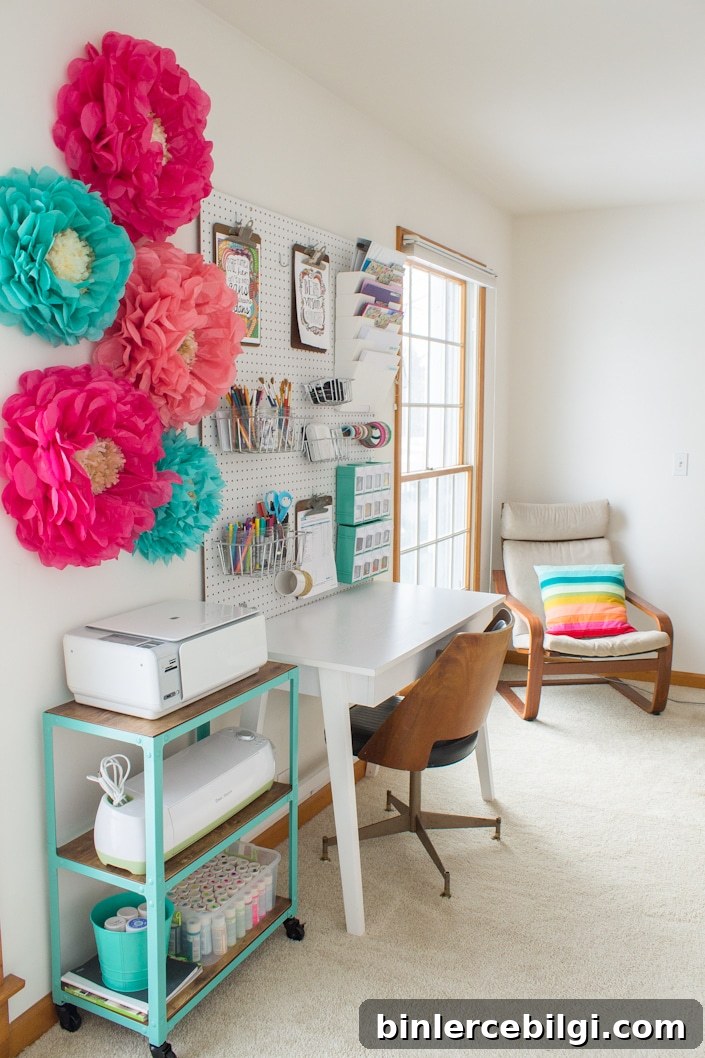 A Pop of Color Office and Craft Room from White House Black Shutters