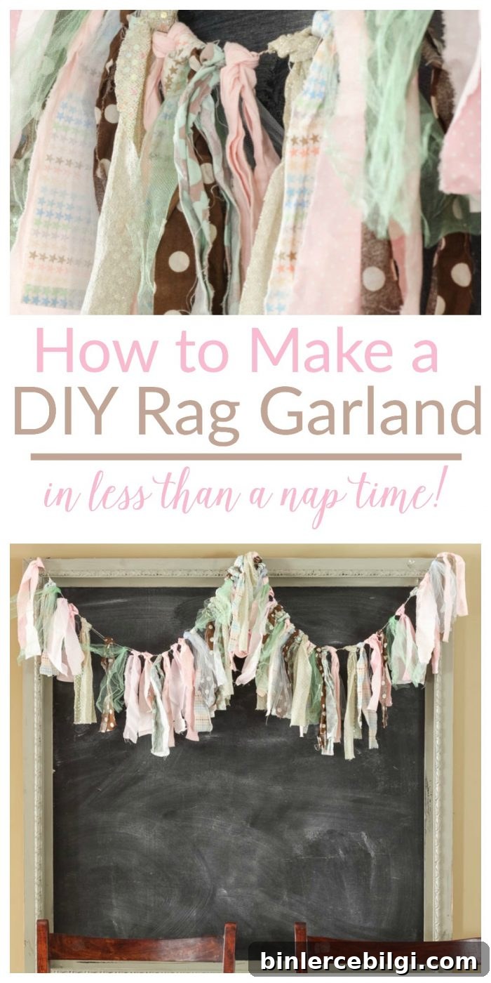 Finished rag garland hanging