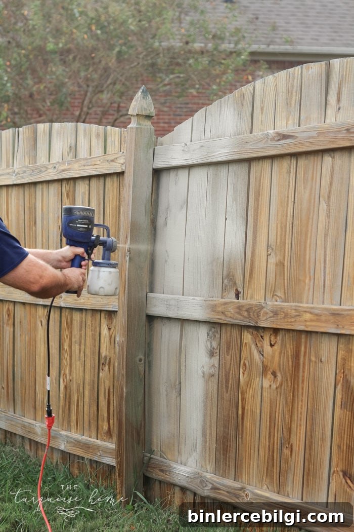 How to Paint a Wood Fence Quickly: Step-by-Step Guide 6 This inexpensive paint sprayer is awesome!! How to Paint a Wood Fence the Easiest and Fastest Way! Take a minute to CLICK the link and access hundreds of other tutorials, tips and ideas for DIY home projects. This site is a MUST for any DIYer.