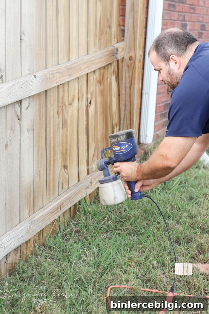 How to Paint a Wood Fence Quickly: Step-by-Step Guide 7 This inexpensive paint sprayer is awesome!! How to Paint a Wood Fence the Easiest and Fastest Way! Take a minute to CLICK the link and access hundreds of other tutorials, tips and ideas for DIY home projects. This site is a MUST for any DIYer.
