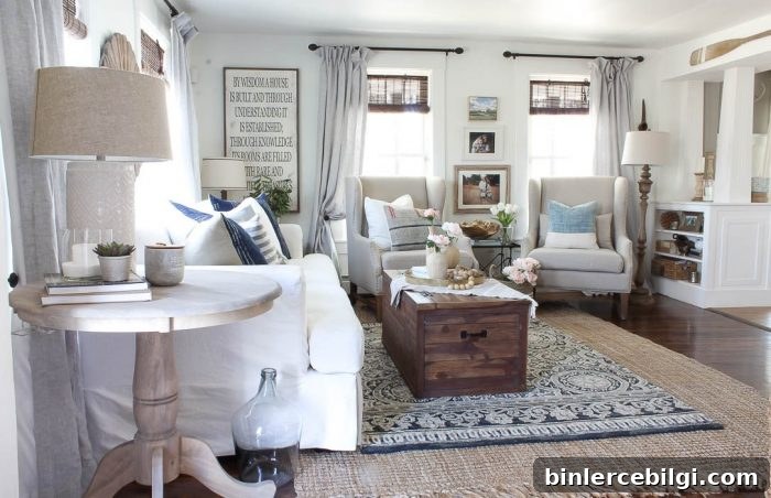 10 Farmhouse Living Room Ideas to Inspire Your Space 5 A Layered, Farmhouse Living Room from Rooms for Rent | 10 Stunning Farmhouse Living Rooms