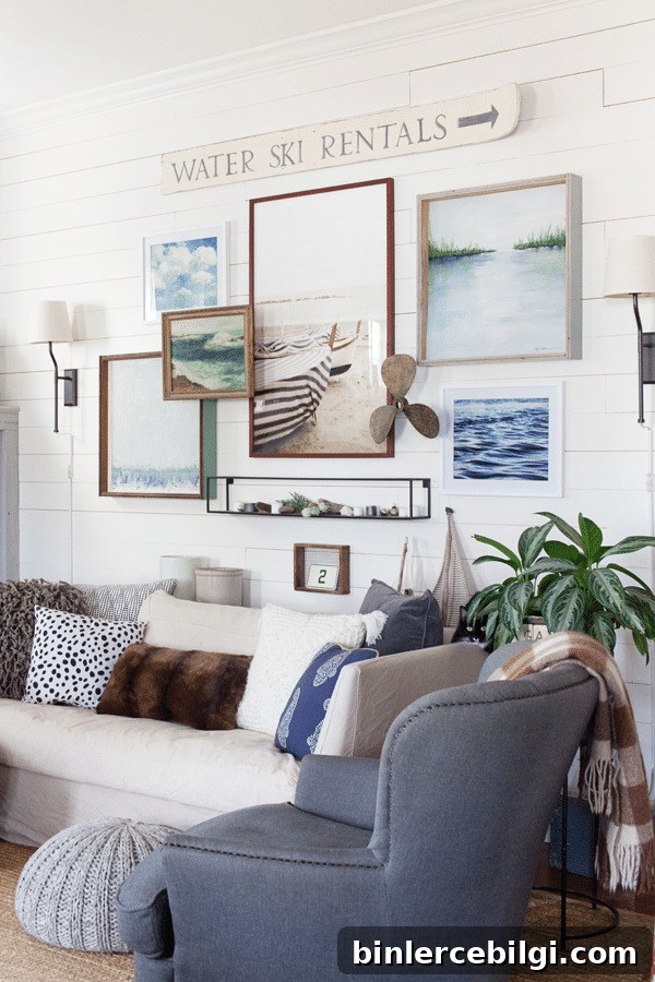 10 Farmhouse Living Room Ideas to Inspire Your Space 6 A Coastal Farmhouse Living Room from The Lettered Cottage | 10 Stunning Farmhouse Living Rooms