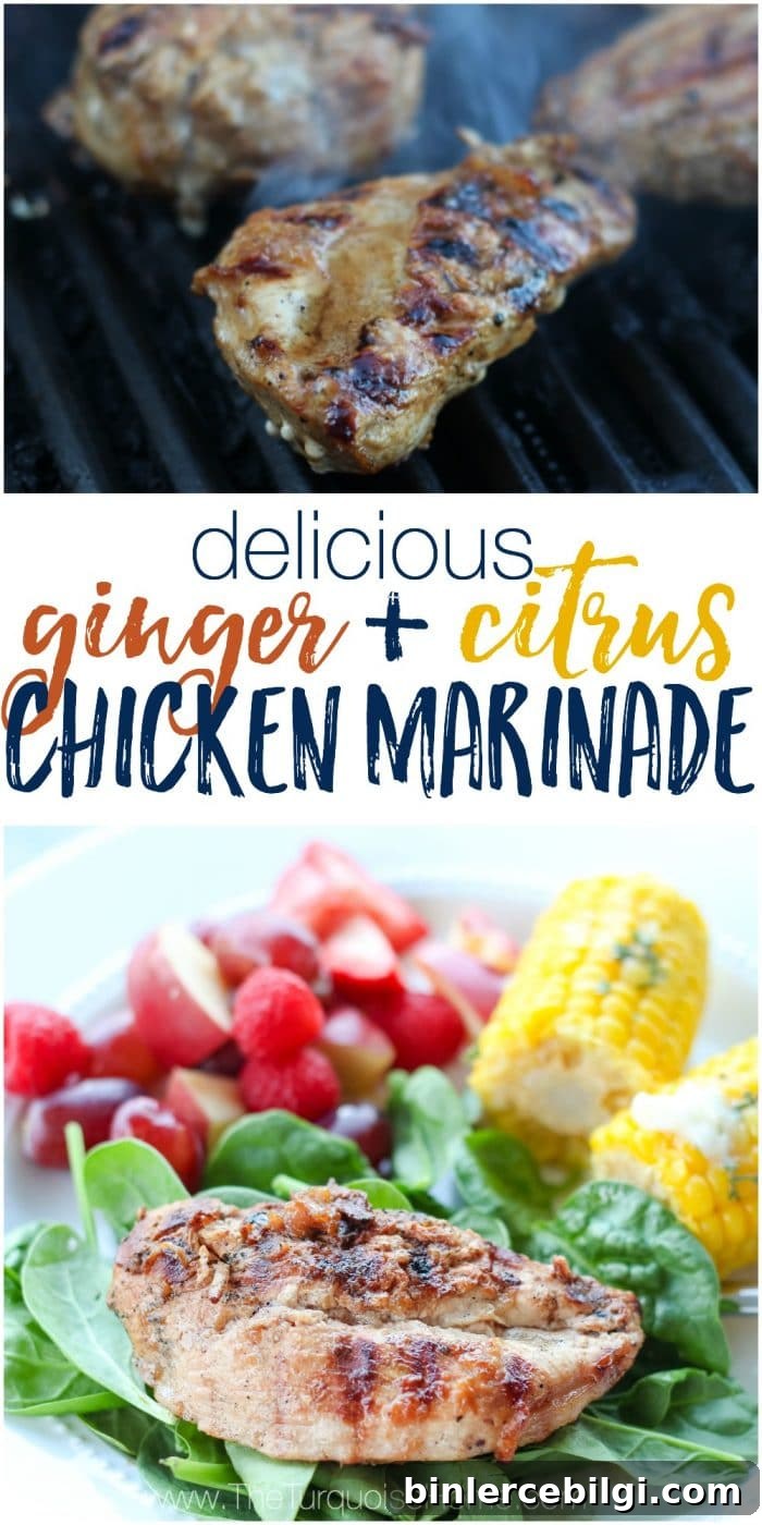 This ginger and citrus marinade pairs perfectly with grilled chicken. The marinade is an easy essential oil recipe that tastes amazing!! Grab this and 9 other ways to rock your next cookout with essential oils!