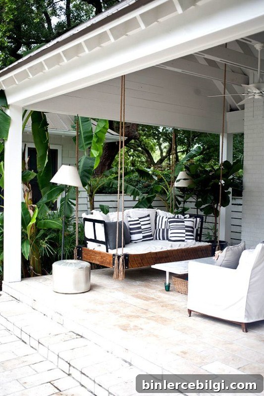 Inspiring Front Porch Decor Ideas to Boost Curb Appeal 9 Porch swing daybed