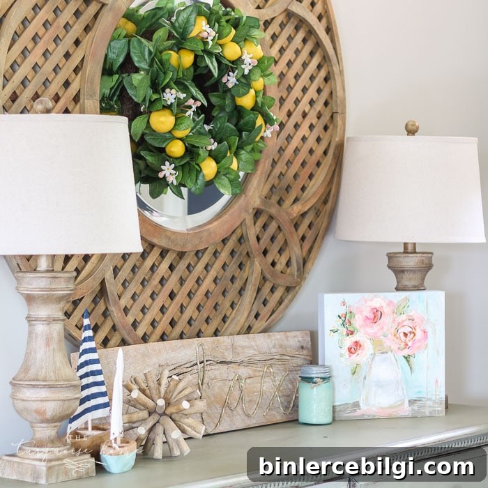 Cute Lemon Wreath and Summer Entry Way