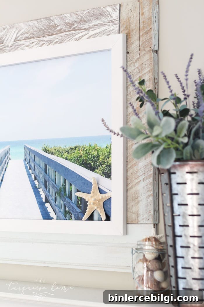 Simply Beachy Summer Mantel at theturquoisehome.com
