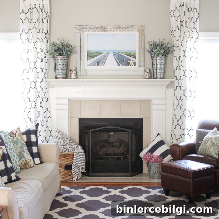 Simply Beachy Summer Mantel at theturquoisehome.com