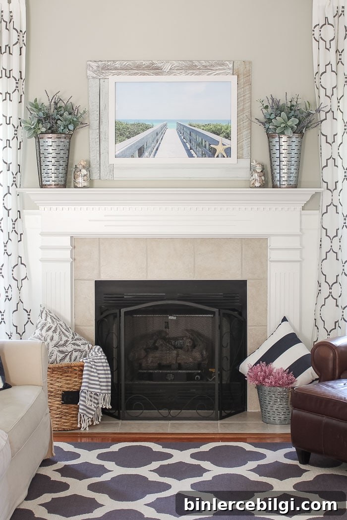 Simply Beachy Summer Mantel at theturquoisehome.com