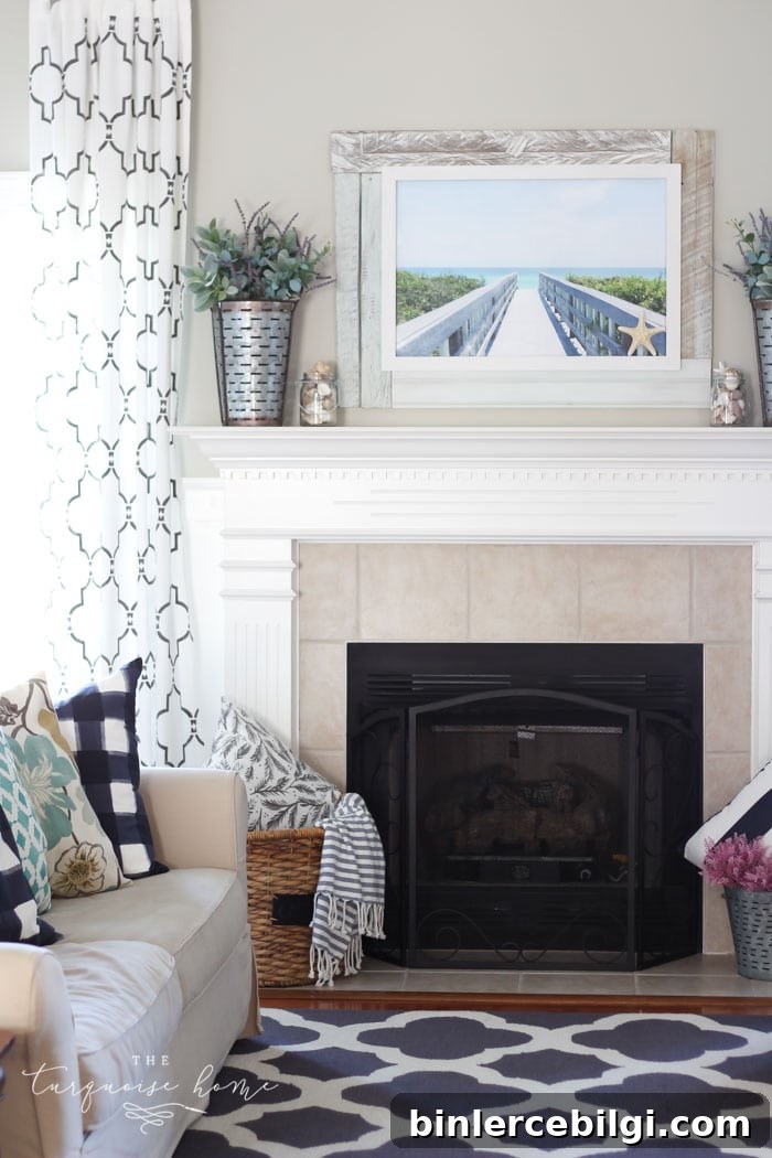 Simply Beachy Summer Mantel at theturquoisehome.com