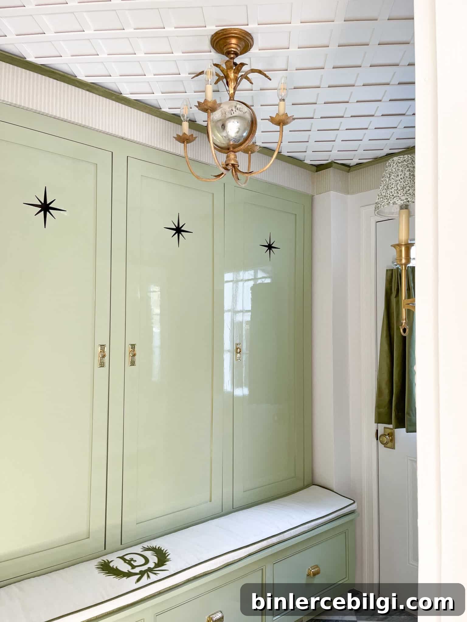 green glam mudroom