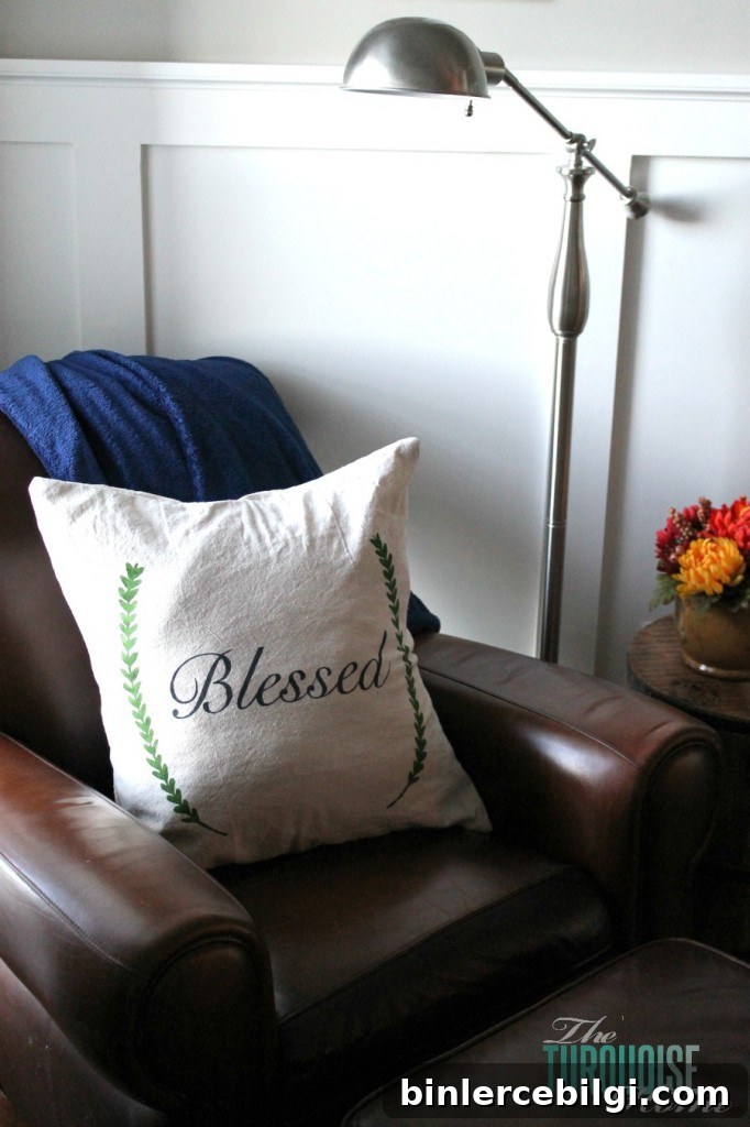 DIY Stenciled Drop Cloth Pillow #diy #dropcloth #silhouette