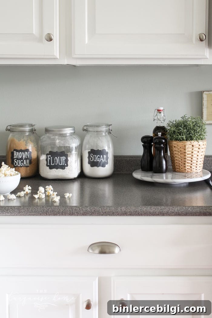 Gorgeous painted kitchen cabinets are holding up well after 2 years of use! | Benjamin Moore's Advance Paint