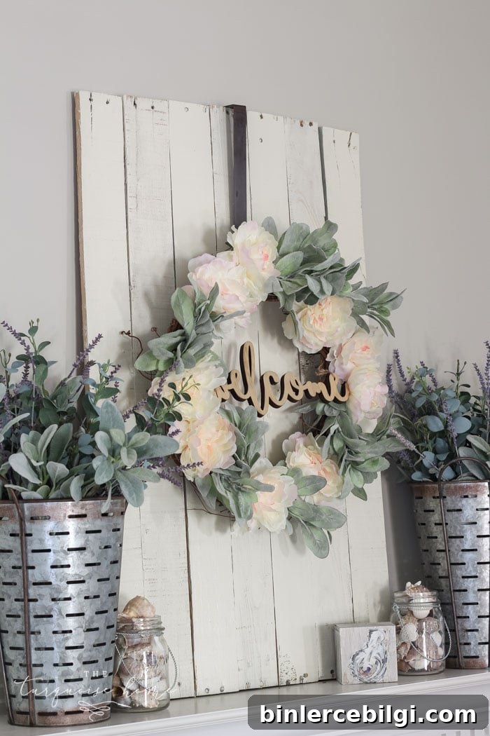 A Lamb's Ear Wreath with peonies is a super easy DIY project with tons of farmhouse charm. 