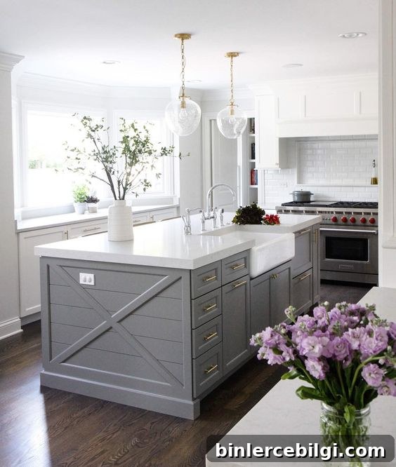 A Chelsea Gray (Benjamin Moore) Kitchen Island