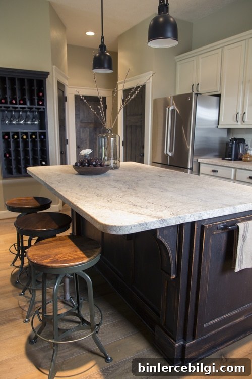 Gorgeous Stained and Distressed Kitchen Island