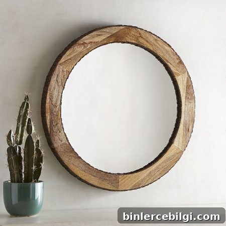 10 Large Round Mirrors That Transform Any Room 6 Dakota Live Edge Round Mirror from Pier 1 | 10 Large Round Mirrors We Love!