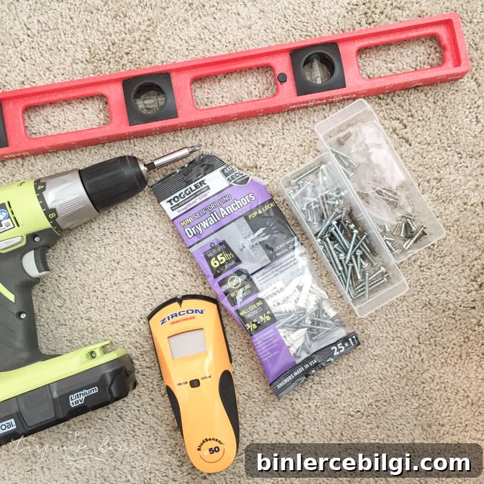 Putting up my Ikea Spice Rack bookshelves was no problem with these basic household tools. LOVE those wall anchors!