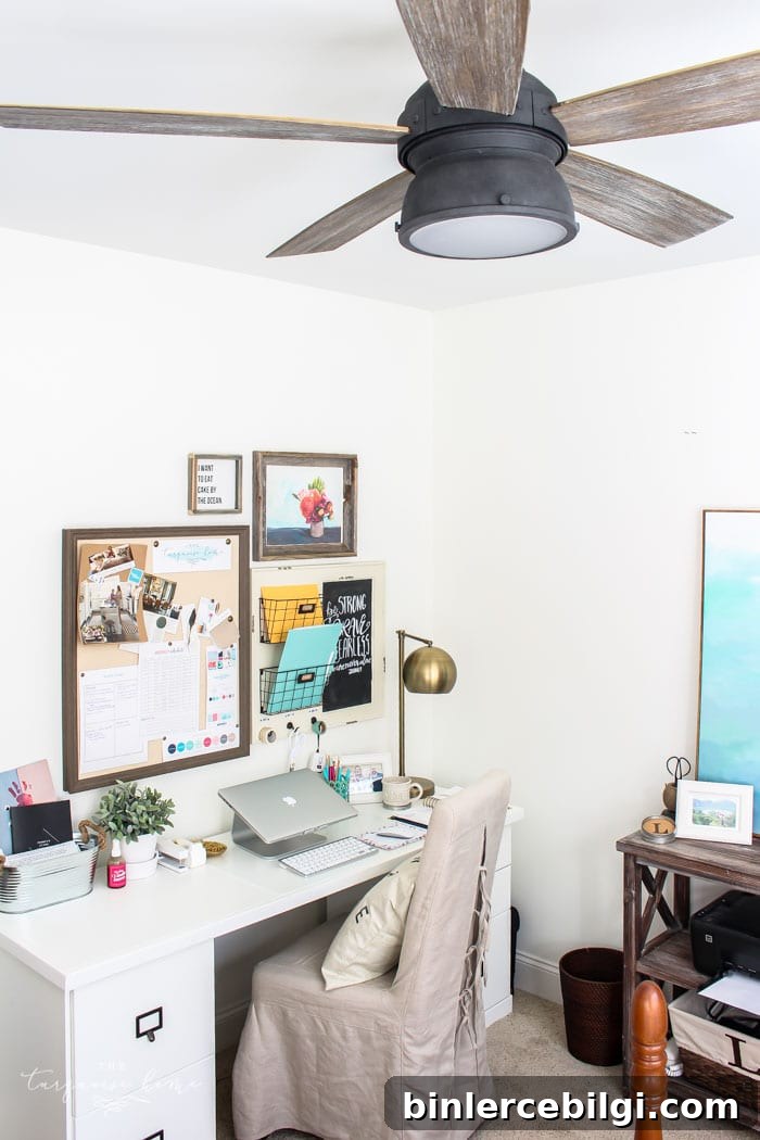 Simply White from Benjamin Moore on the office walls. Perfect subtle warm white! | Top 10 Paint Colors We LOVE!