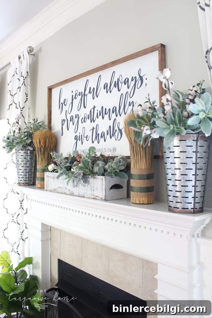 Love these simple tips for decorating for fall!! Simple farmhouse fall mantel with a DIY wooden sign 