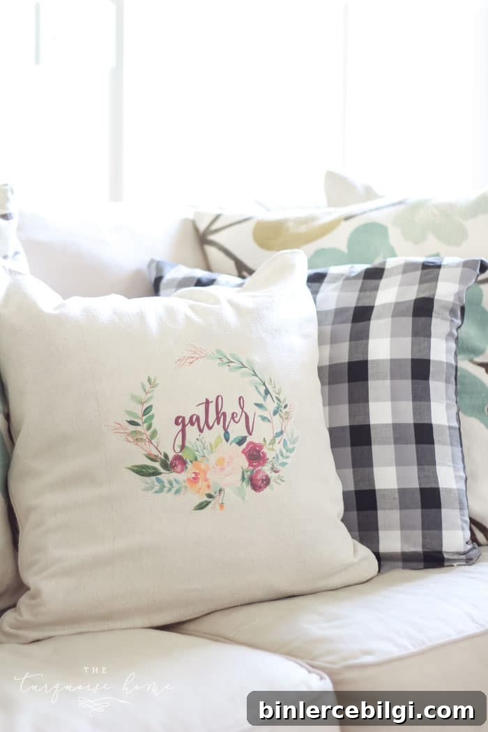 What?!? The cutest pillow is made from a free printable and some iron on transfer paper. 