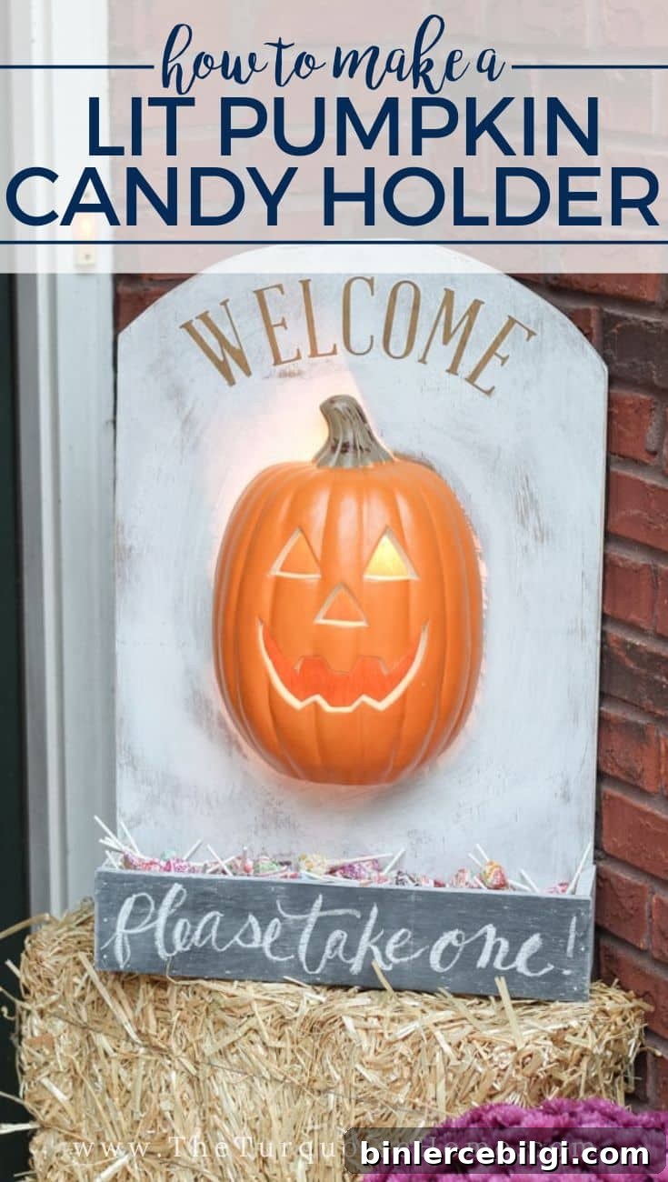 DIY Lighted Pumpkin Candy Holder for Halloween