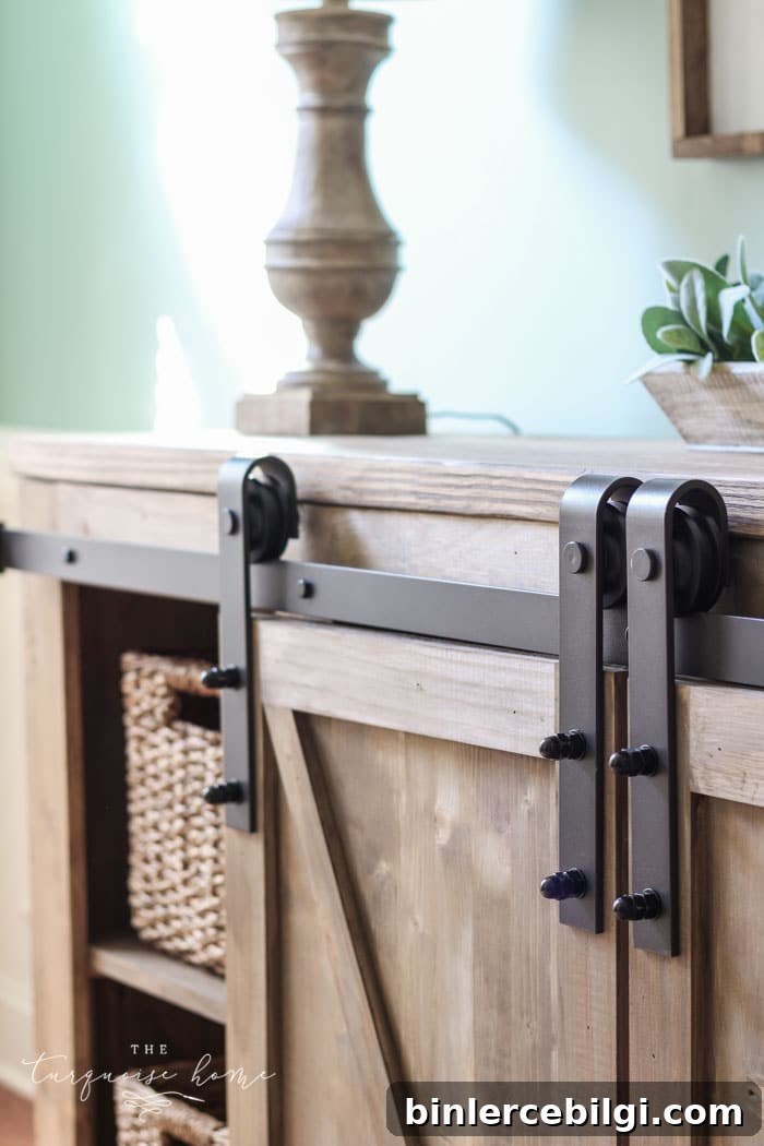 DIY Farmhouse Media Console Table - all the plans to make it yourself!