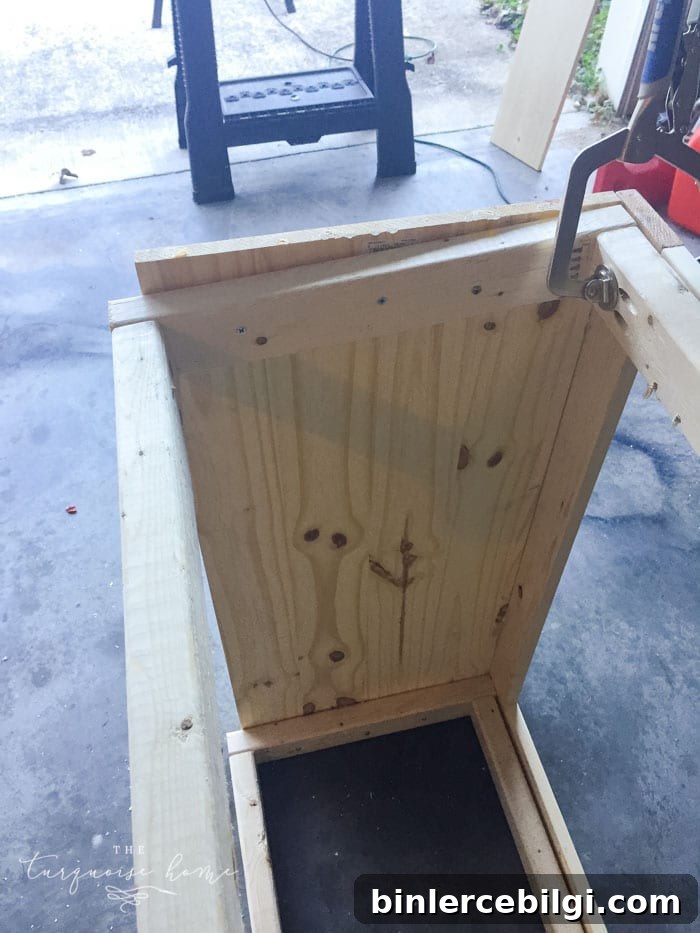 DIY Modern Farmhouse Console Table | Step 3: Assemble the face frame using your Kreg Jig. 