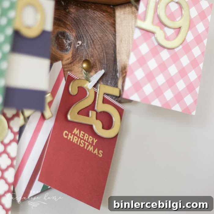 The most adorable DIY snowy Christmas Tree Shelf lends itself to the perfect spot for an advent calendar. LOVE it!!
