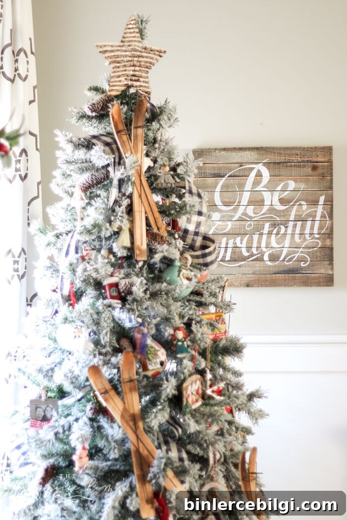 Fun and festive Christmas Tree with Be Grateful sign