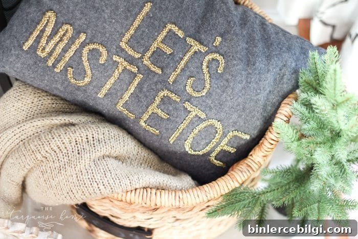 Let's Mistletoe pillow from Target is the cutest way to get into the Christmas mood!