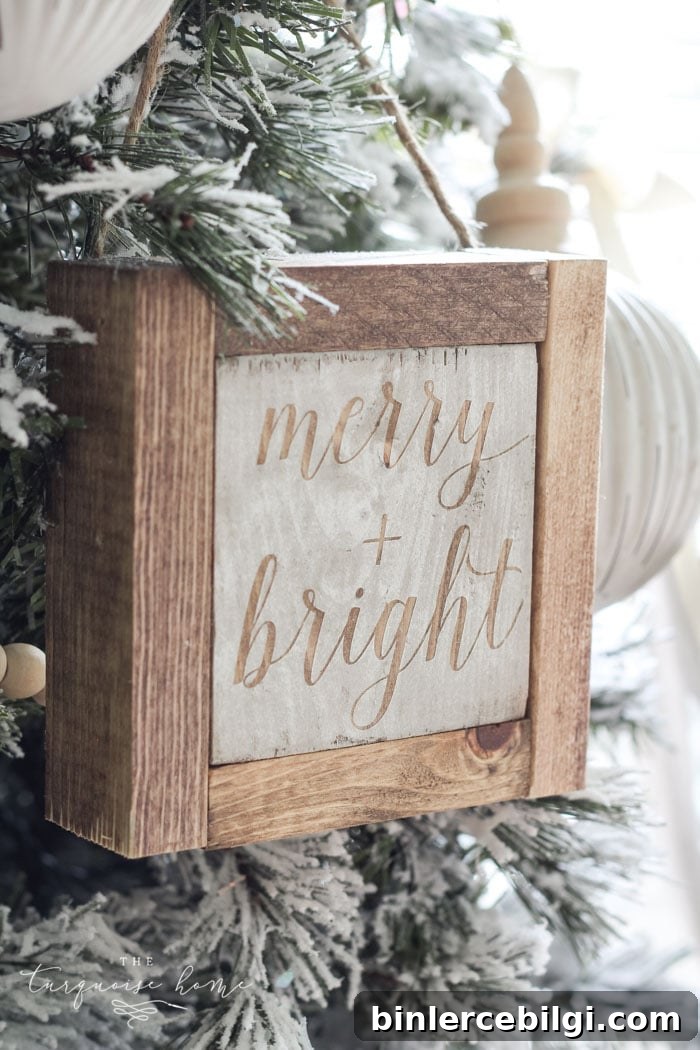 Create a simple wooden sign with a cute saying and create a rustic, farmhouse Christmas look for cheap!