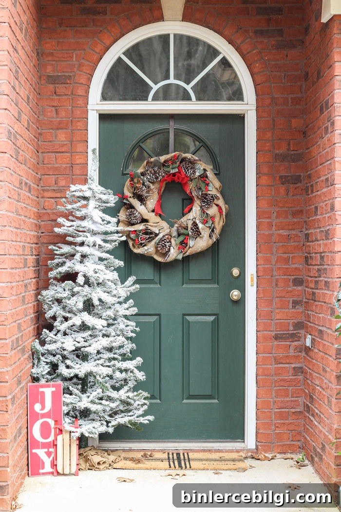 A simple Christmas front stoop