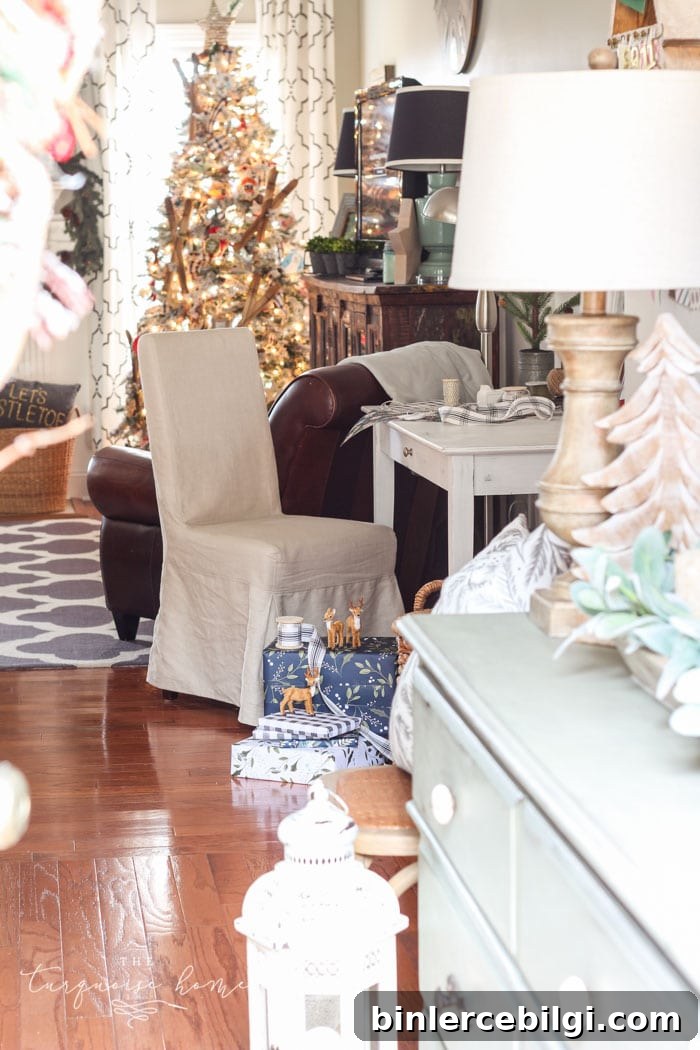 A neutral Christmas entry way - not too fussy or fancy!