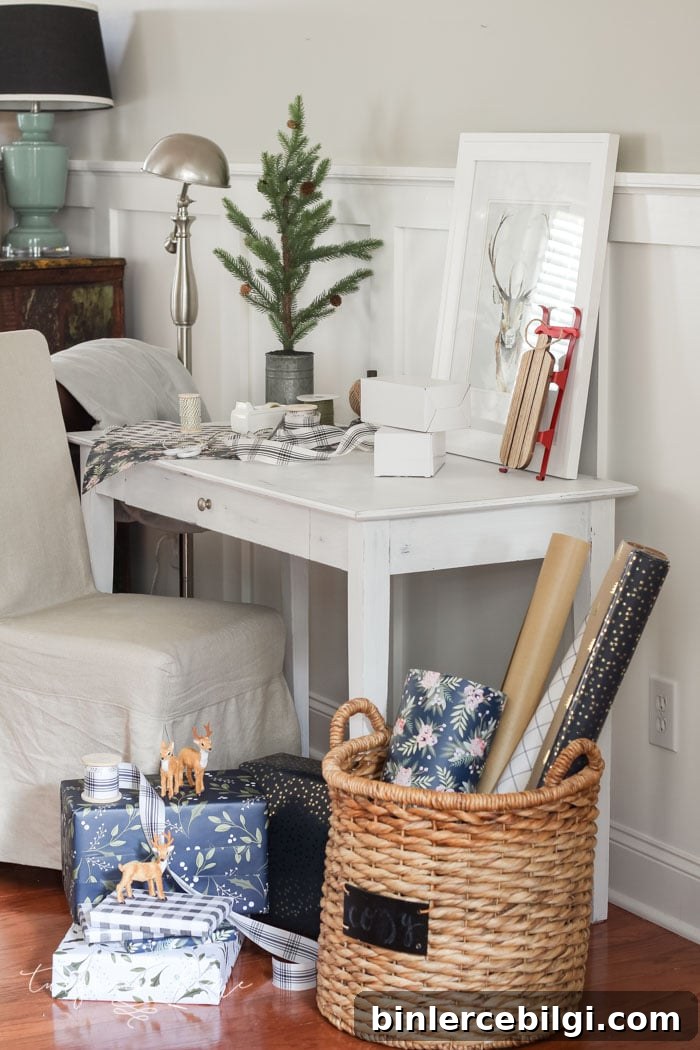 A sweet Christmas wrapping station ...