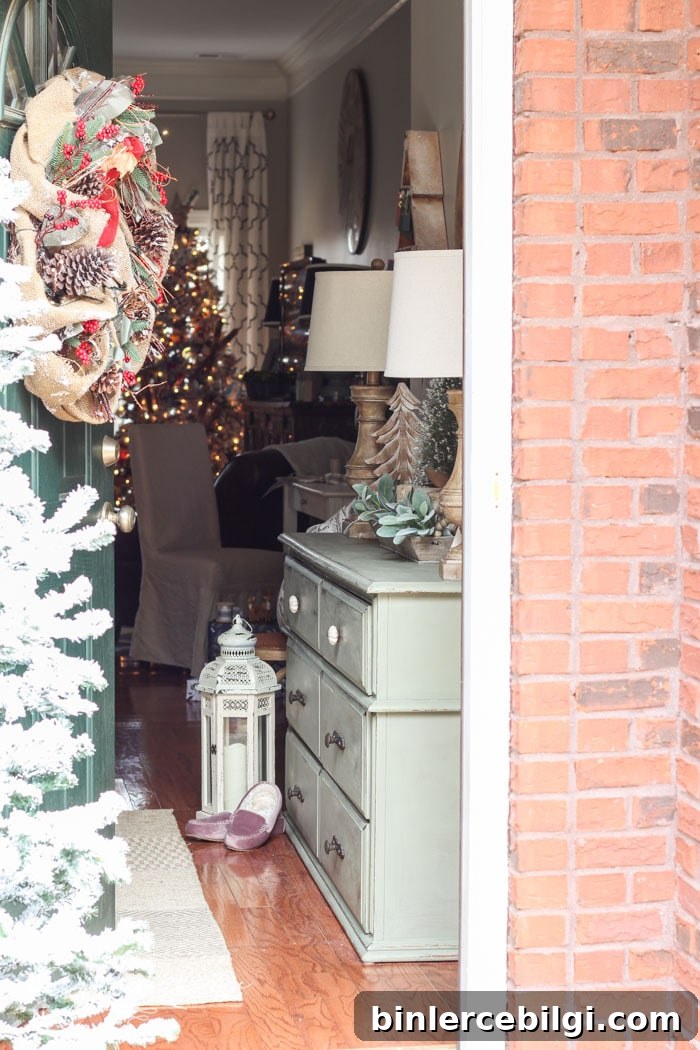 A simple Christmas front stoop