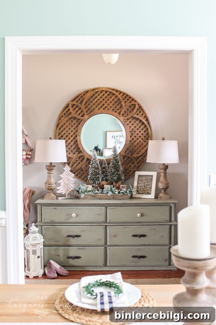 A neutral Christmas entry way - not too fussy or fancy!