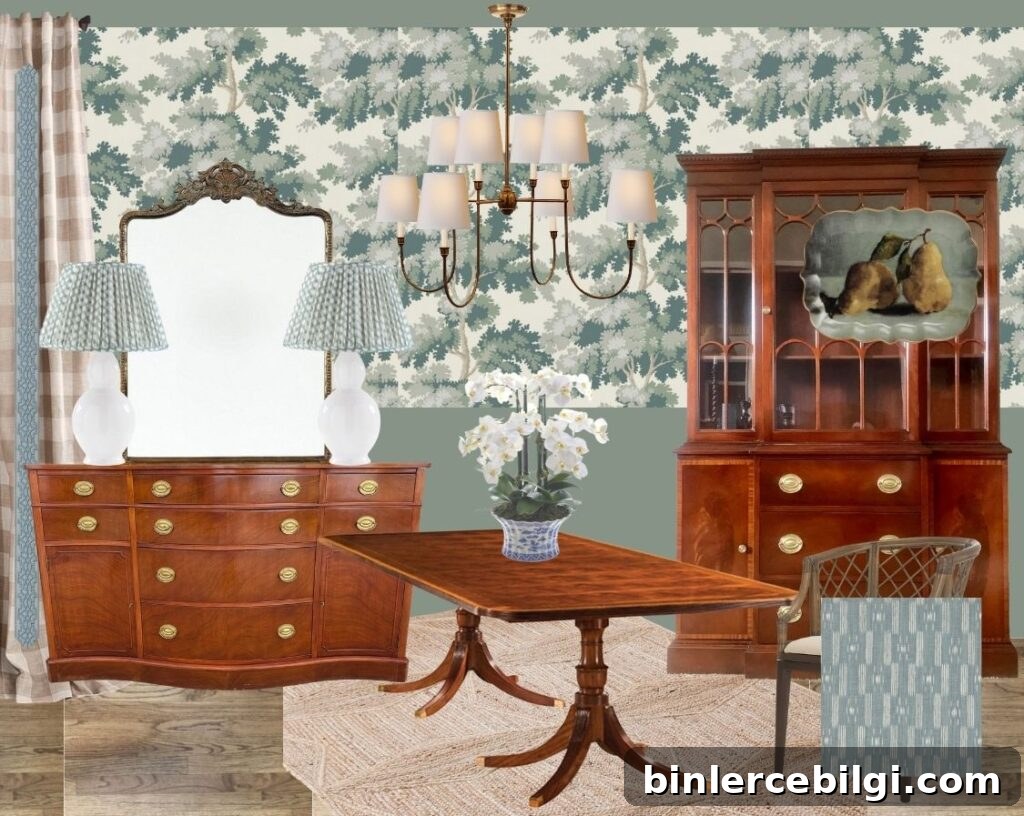 Traditional Blue and Green Dining Room Makeover