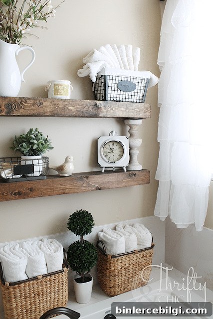 Farmhouse Bathroom Essentials: Key Design Elements 10 DIY floating shelves and bathroom update
