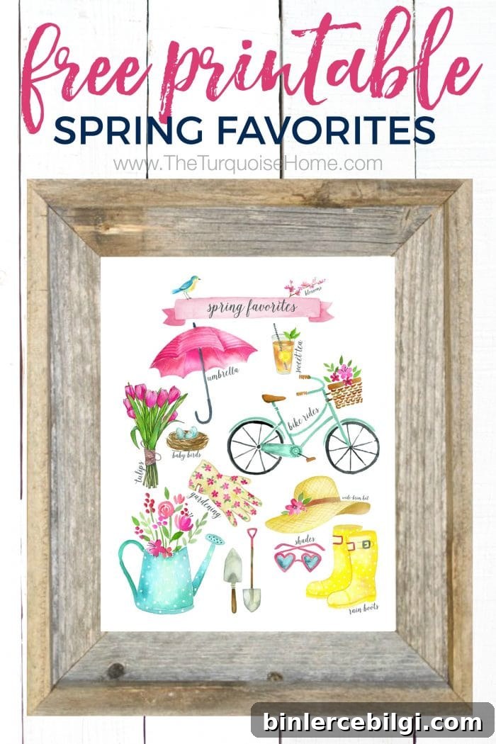 Download this Spring Favorites Free Printable with birds, blooms, and rainboots. And gather inspiration from a fresh, flowery spring vignette.