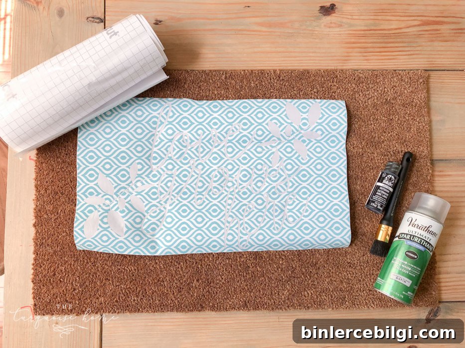 Gather your supplies to create your DIY Doormat!