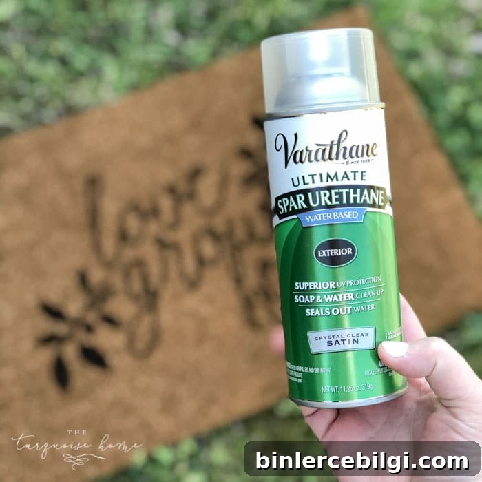 Finish off the DIY doormat by spraying a clear sealer over it!