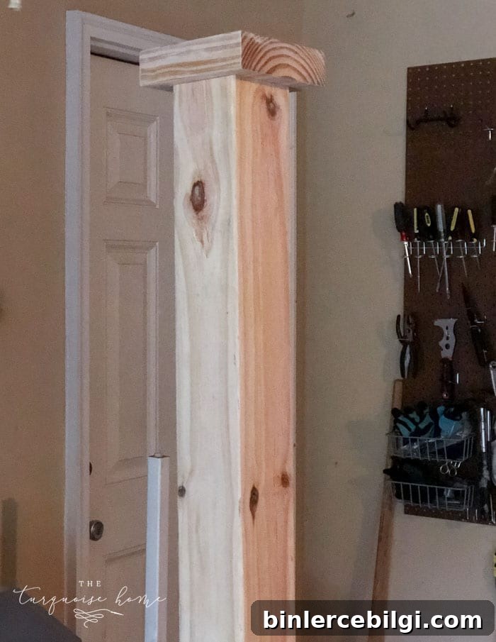 DIY Wooden Coat Rack: Step-by-Step Build Guide 10 Add a scrap piece of 2 x 6 to the top as a decorative piece. | DIY Coat Rack | #buildyourownathome #diyproject #diy #buildlikeagirl