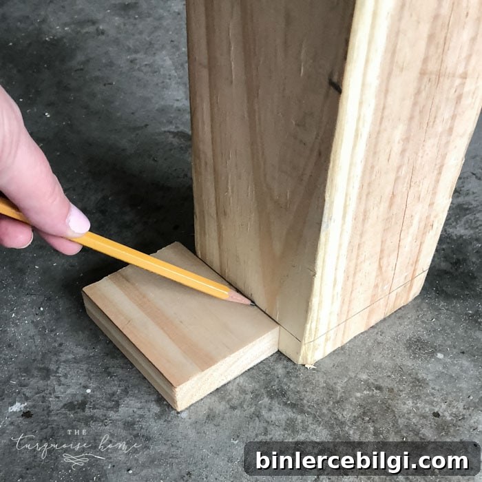DIY Wooden Coat Rack: Step-by-Step Build Guide 5 Using a foot, measure a space at the end of the Entryway Coat Rack to leave space for the legs!