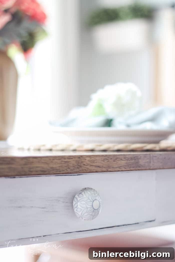Hand-painted knobs update kitchen furniture affordably
