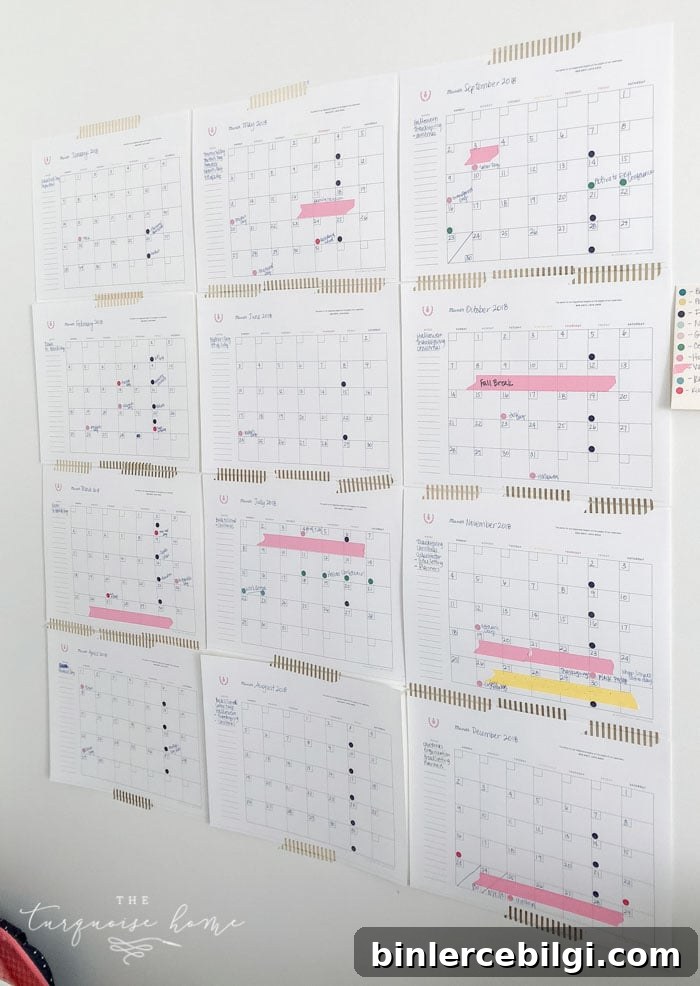 Paper yearly calendar fallen from wall