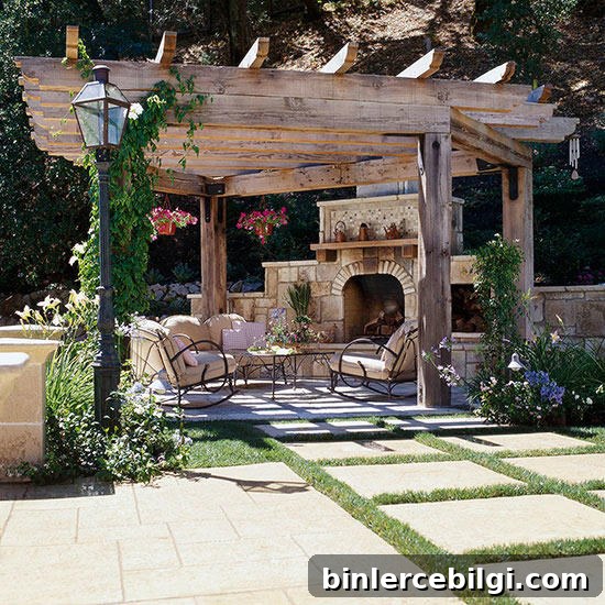 A pergola makes the outdoor living space