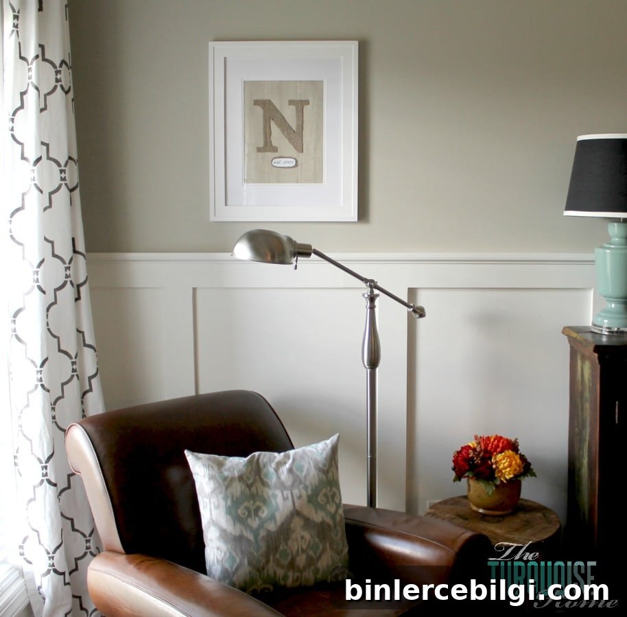 DIY Framed Burlap Monogram and Reading Corner | TheTurquoiseHome.com #DIY